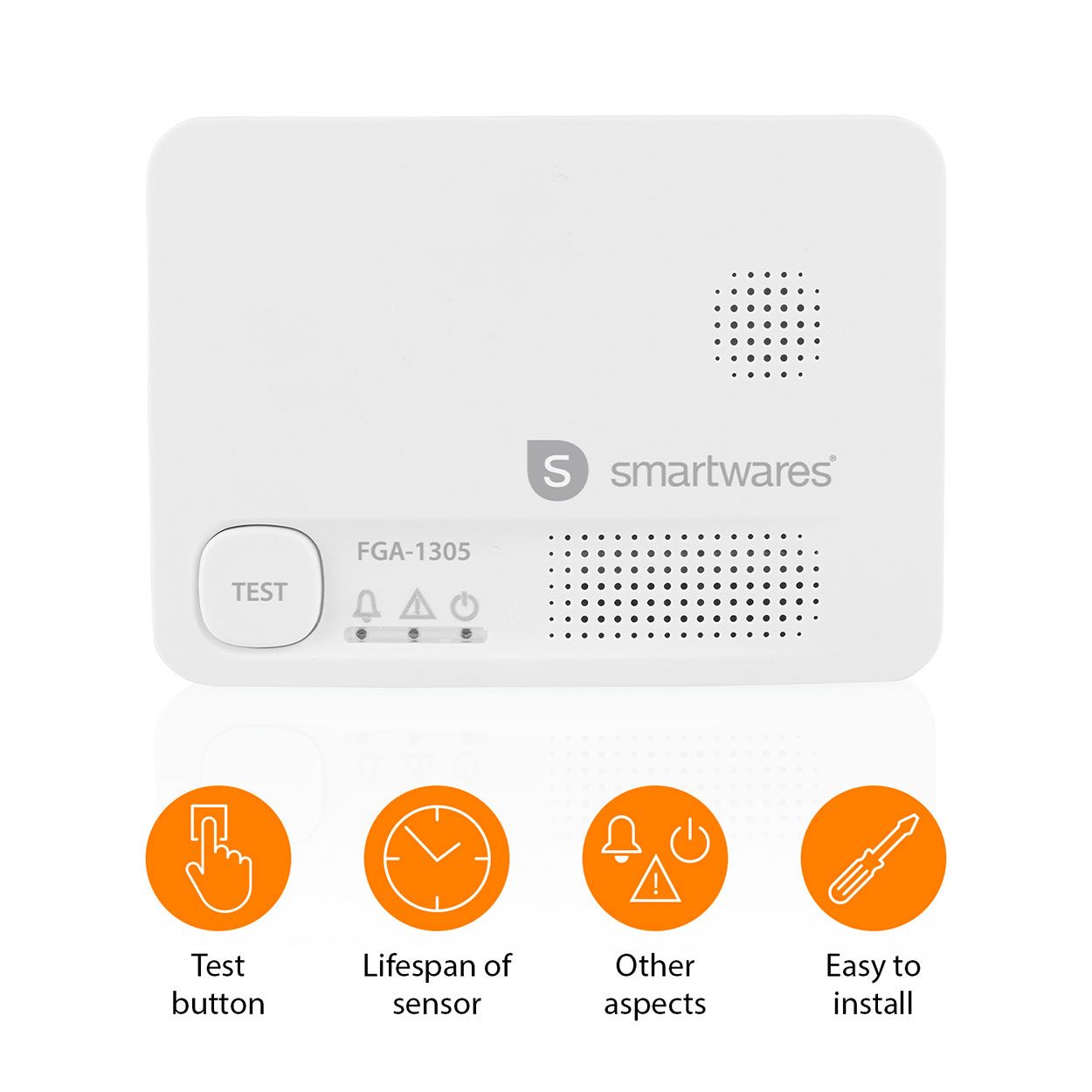 Smartwares FGA-13051 Carbon Monoxide Detector, 10 Year Sensor, Test Button, Batteries included