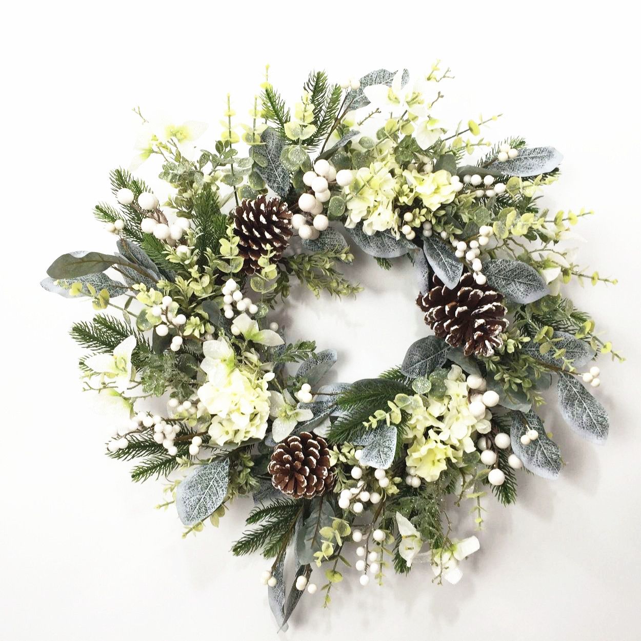Snowberry Pinecone Frosted Wreath 71cm