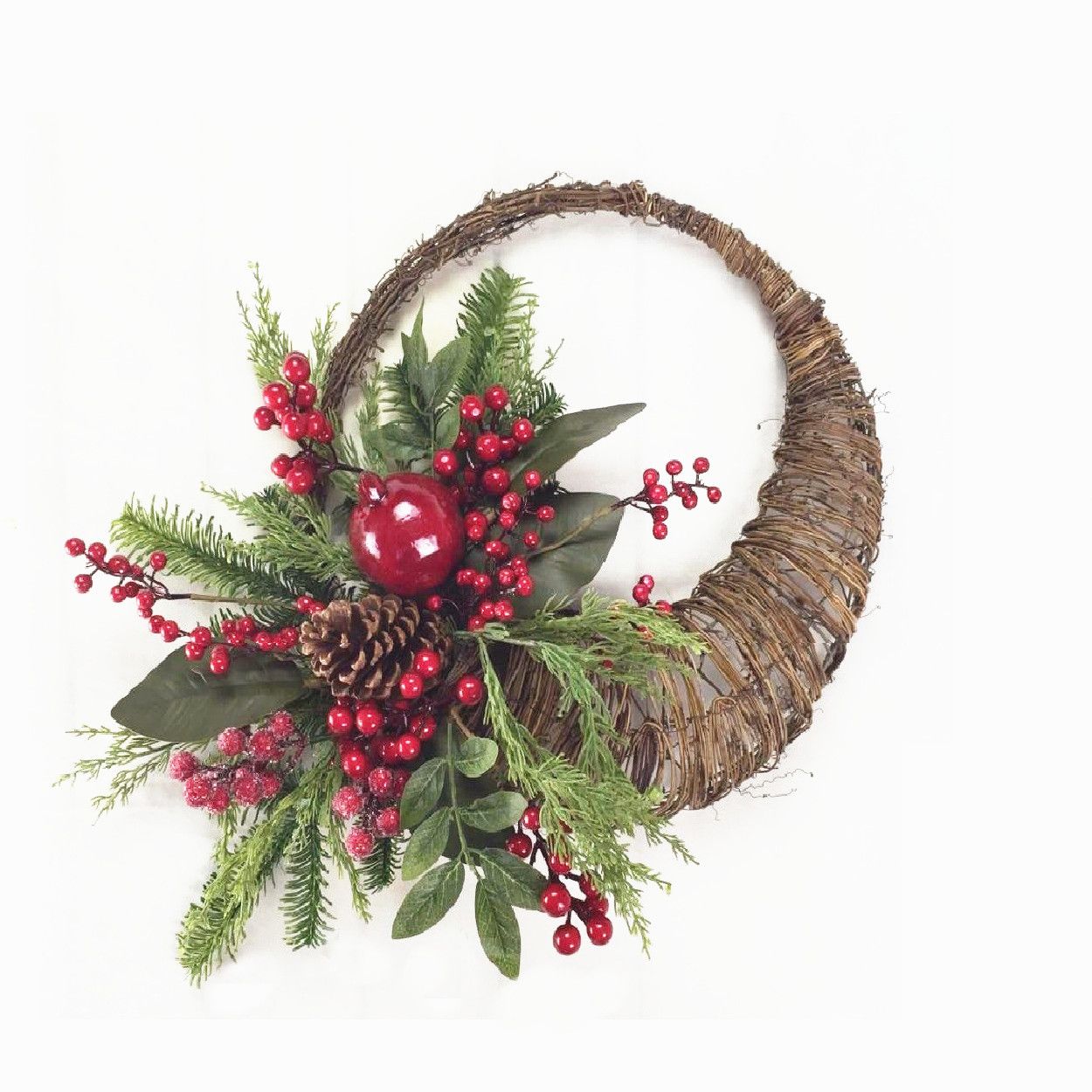 Natural Red Berries Twig Wreath 55cm