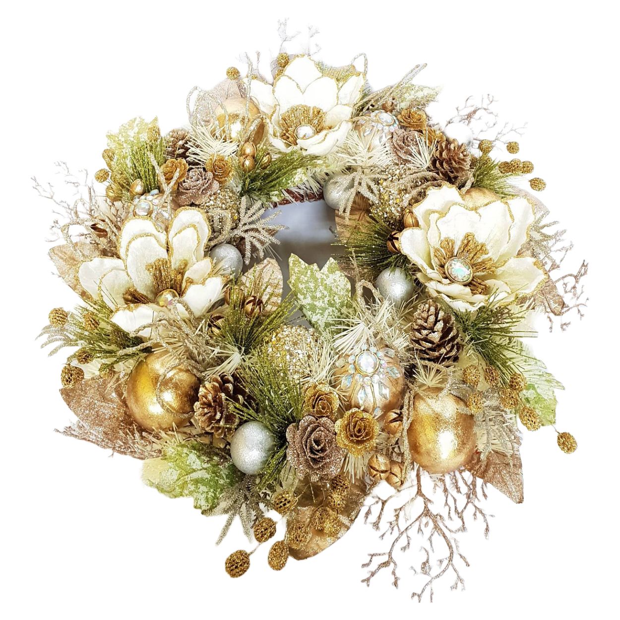 Gold Wreath With Poinsettia