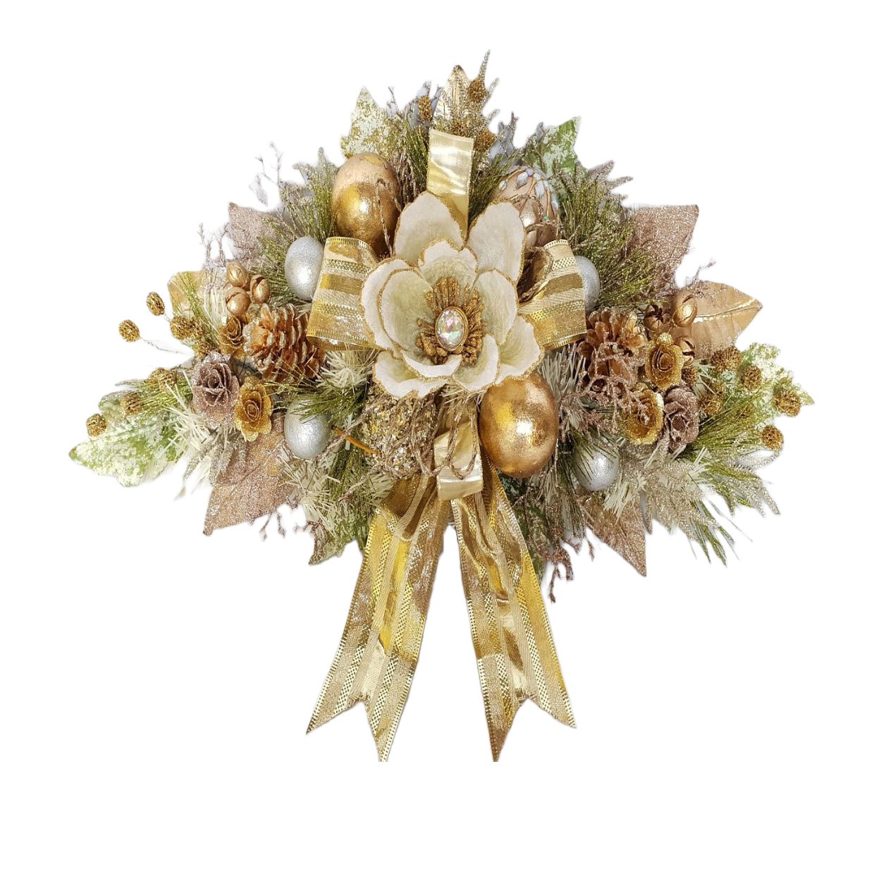 Gold Swag With Poinsettia