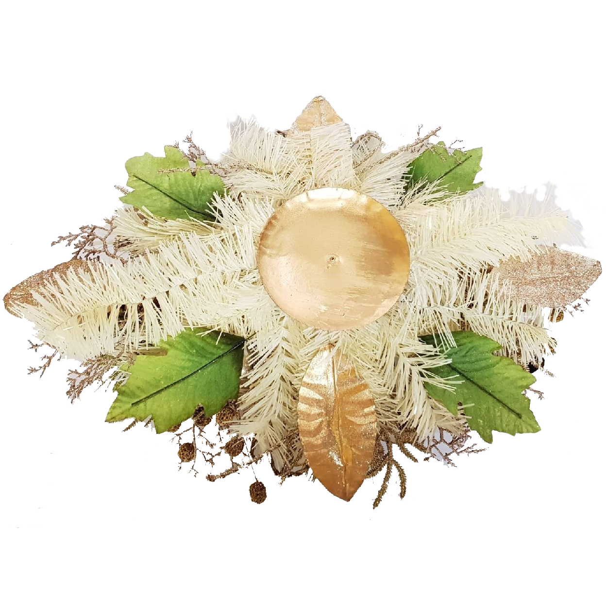 Gold 3 Way Candleholder With Poinsettia