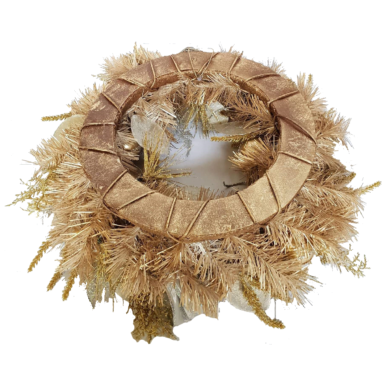 Gold And Silver Wreath With Beaded Baubles