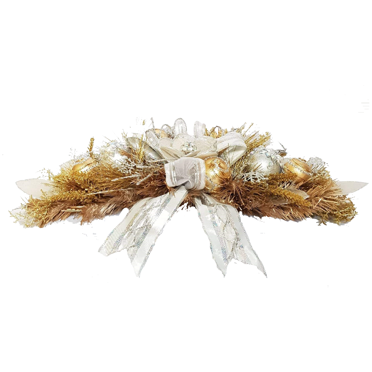 Gold And Silver Swag With Beaded Baubles