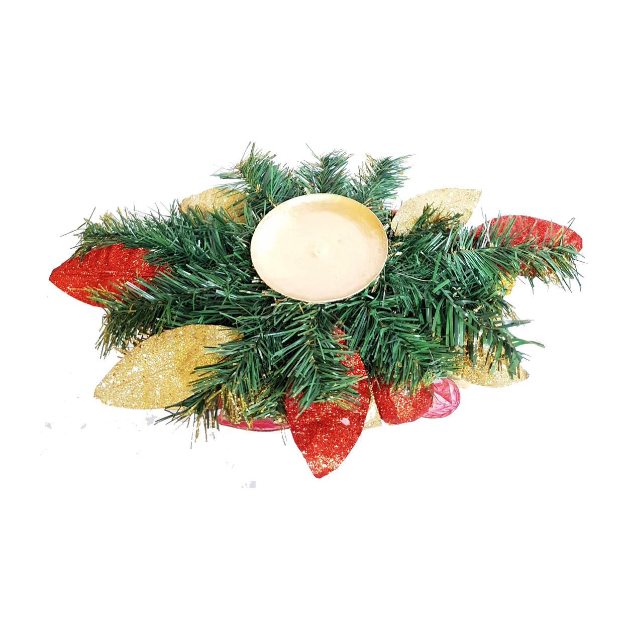 Red 3 Way Candleholder With Baubles