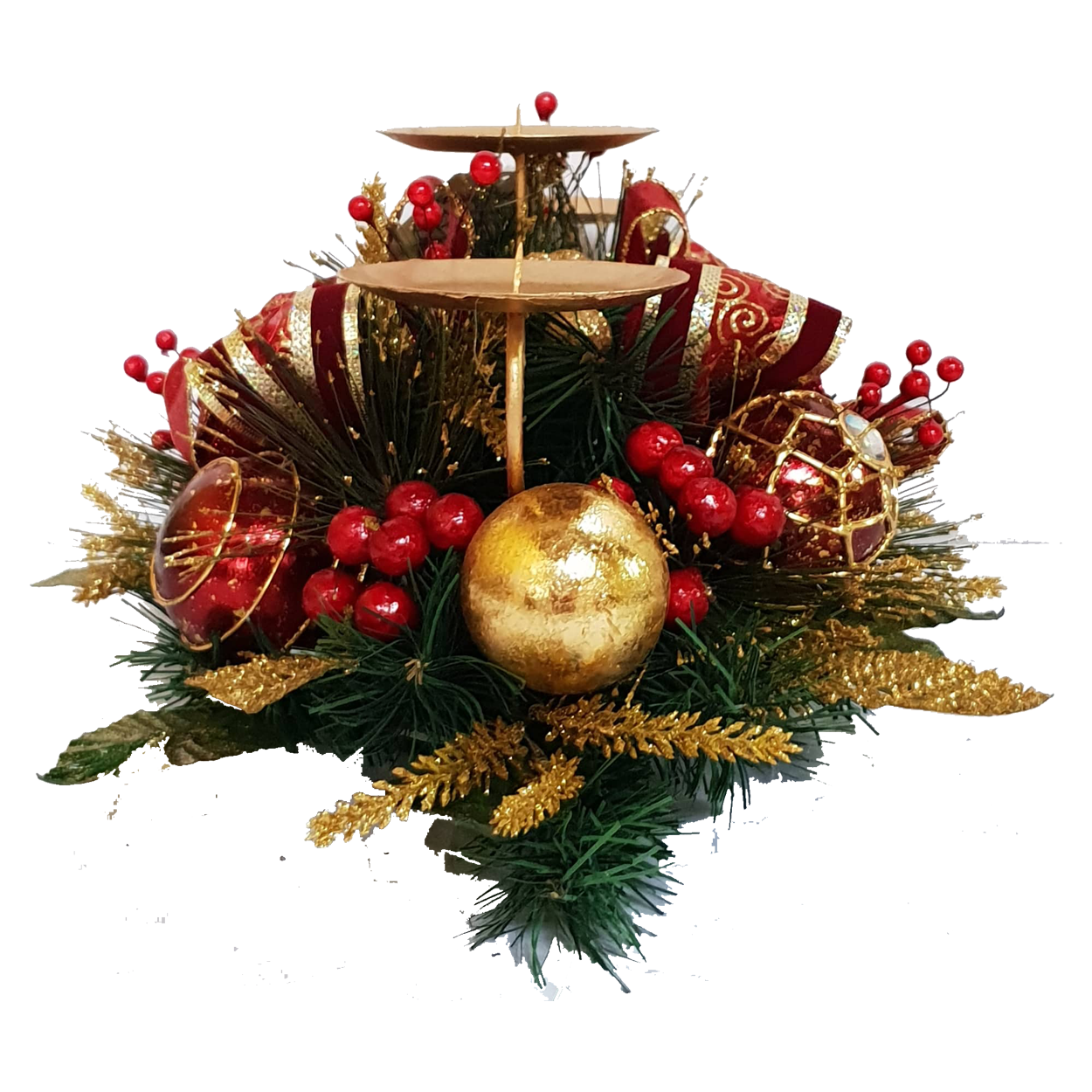 Red 3 Way Candleholder With Gardenia