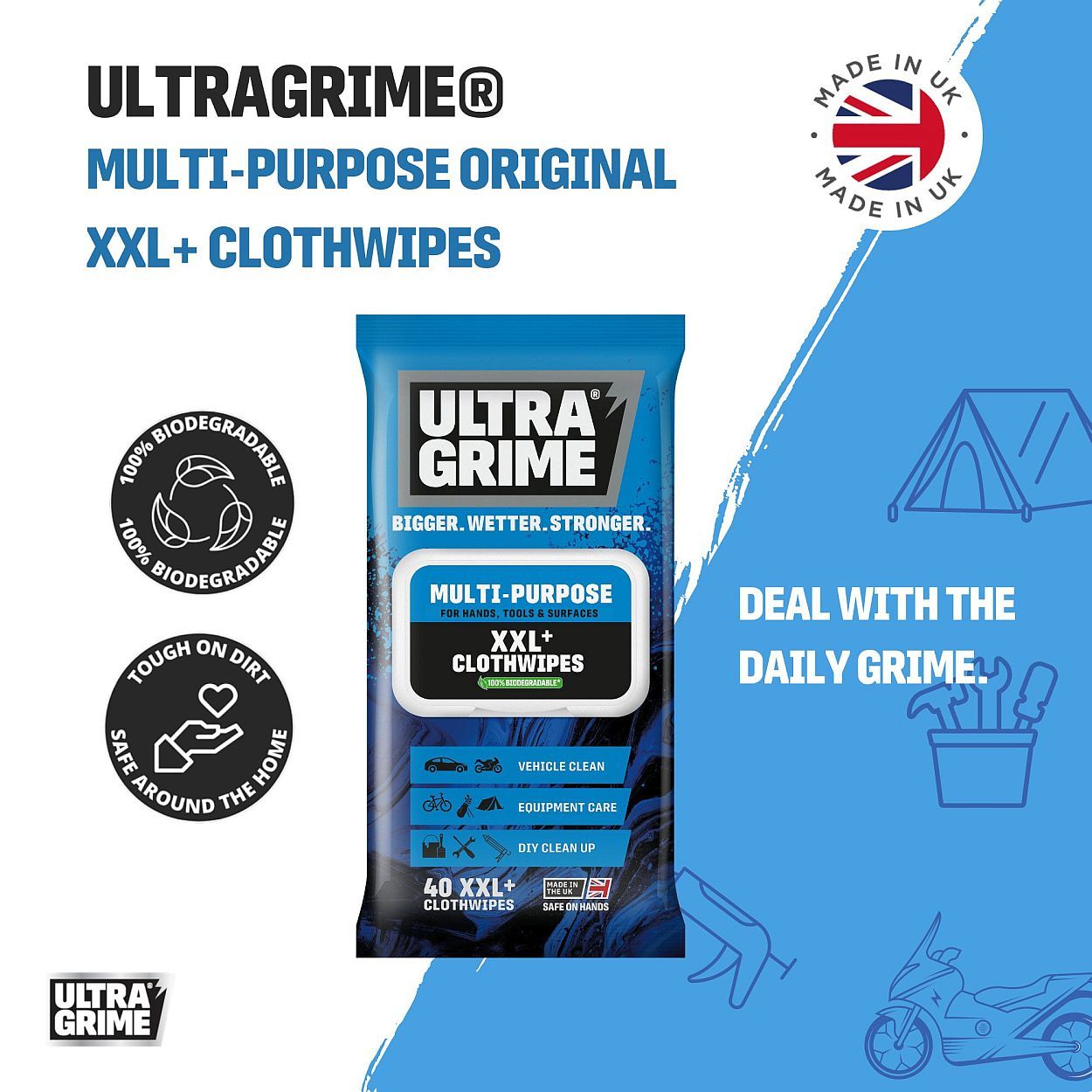 Multi-Purpose Natural Solvent Xxl+ Clothwipes 40Pk