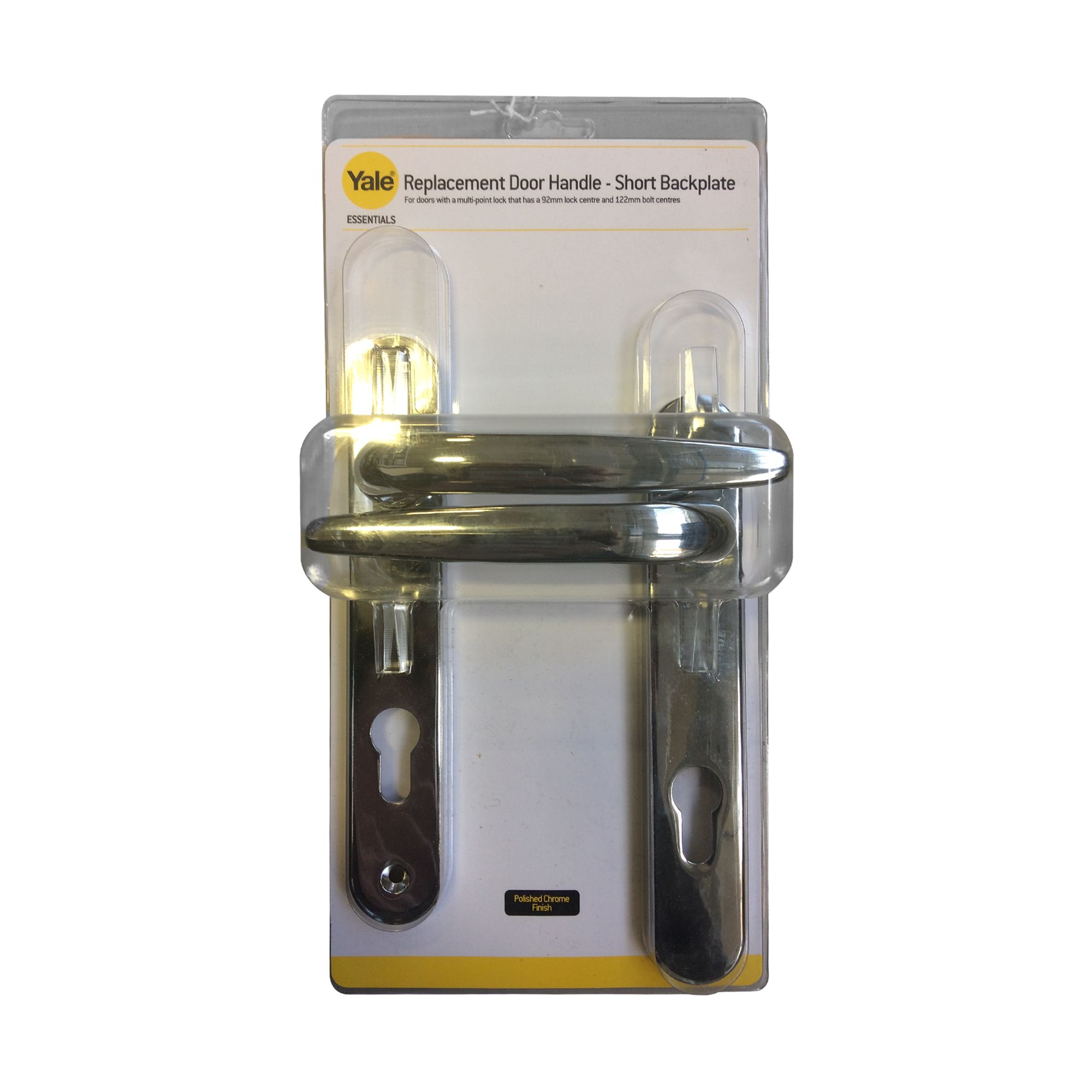 Yale Essentials Short Backplate Door Handle - Chrome