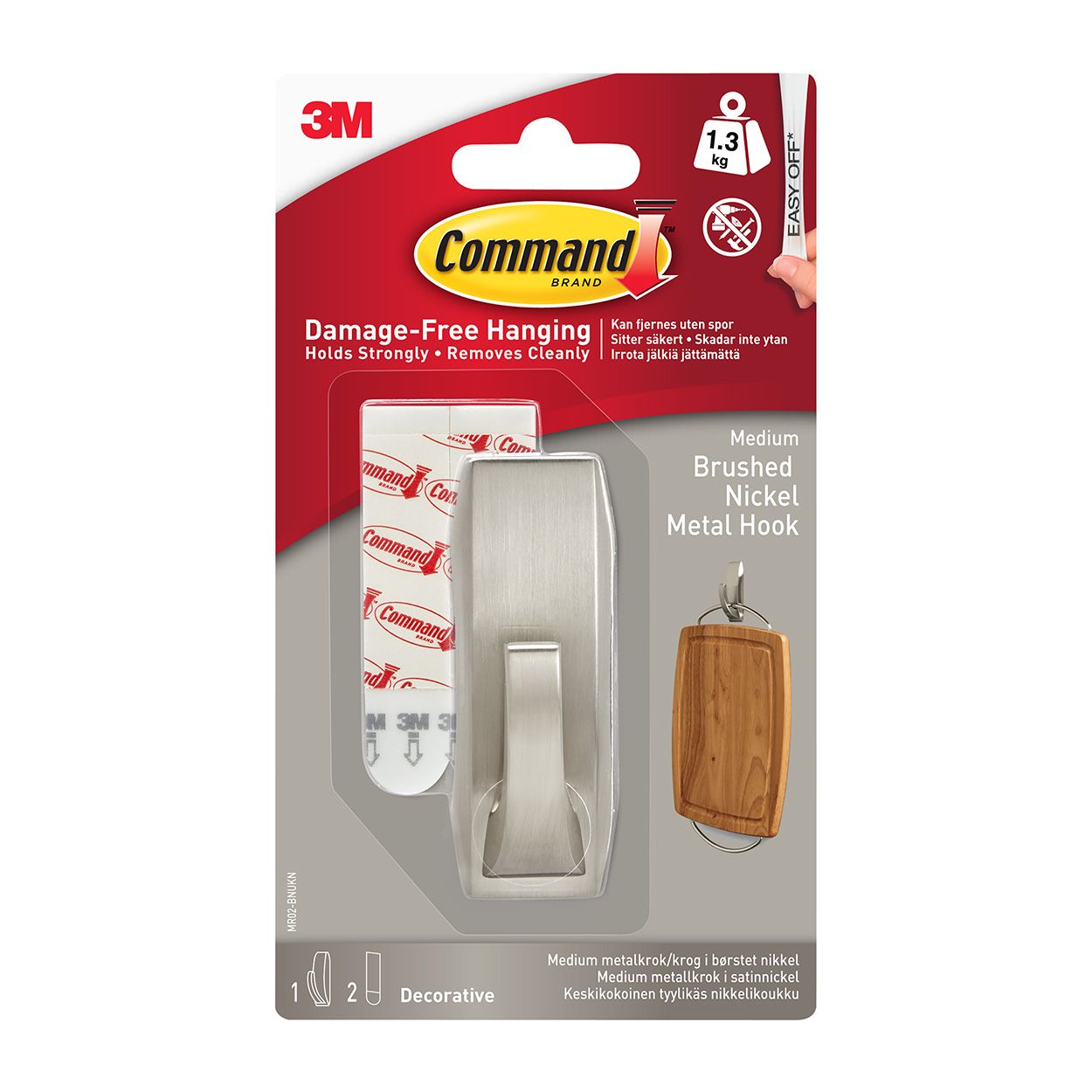 Command Medium Modern Brushed Nickel Metal Hook