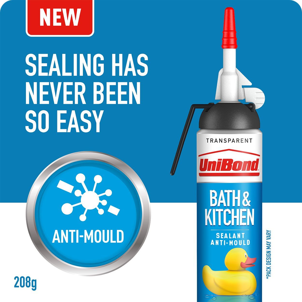 UniBond Bath & Kitchen Sealant Transparent Easy Pulse 208g