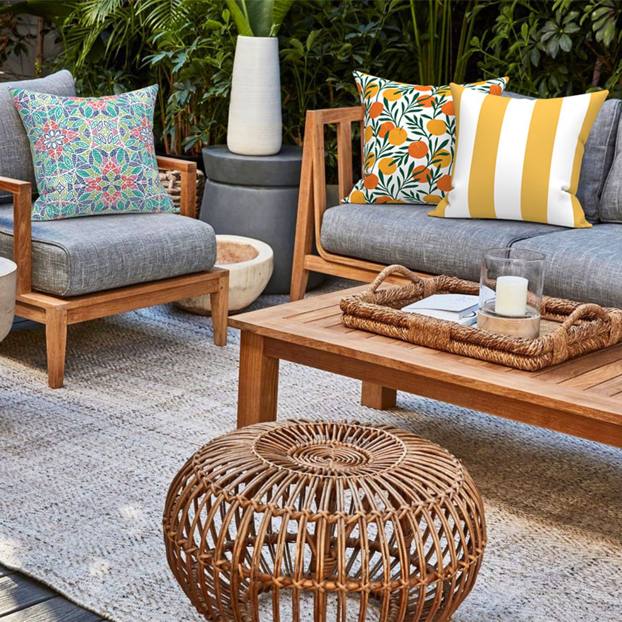 Yellow Stripe Pattern Cushion 