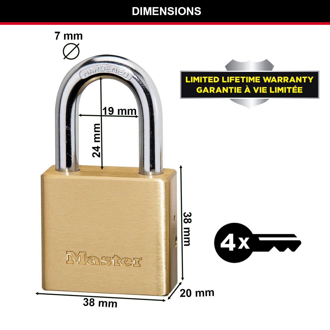 Master Lock 38mm Solid Brass Padlock