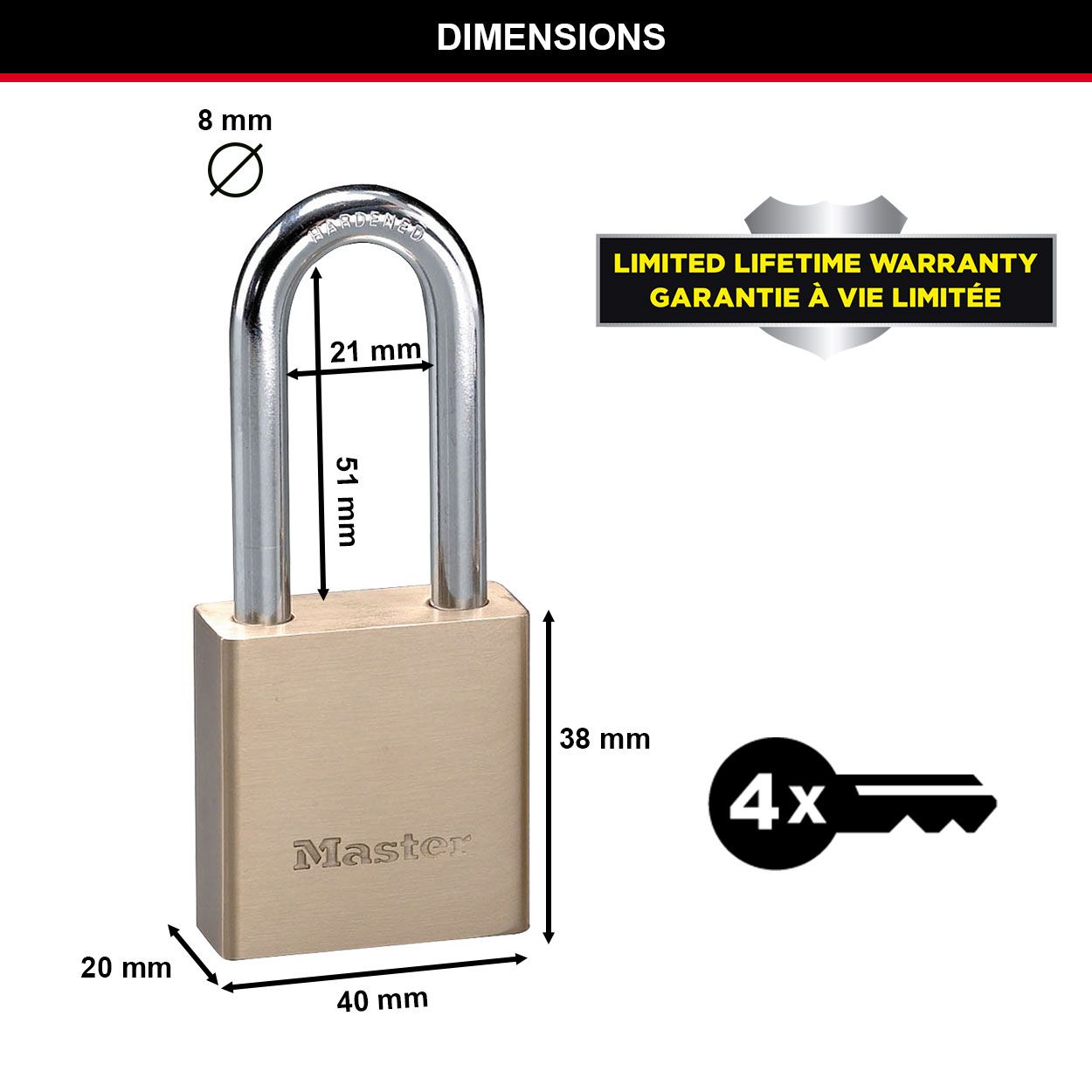 Master Lock 44mm Solid Brass Padlock