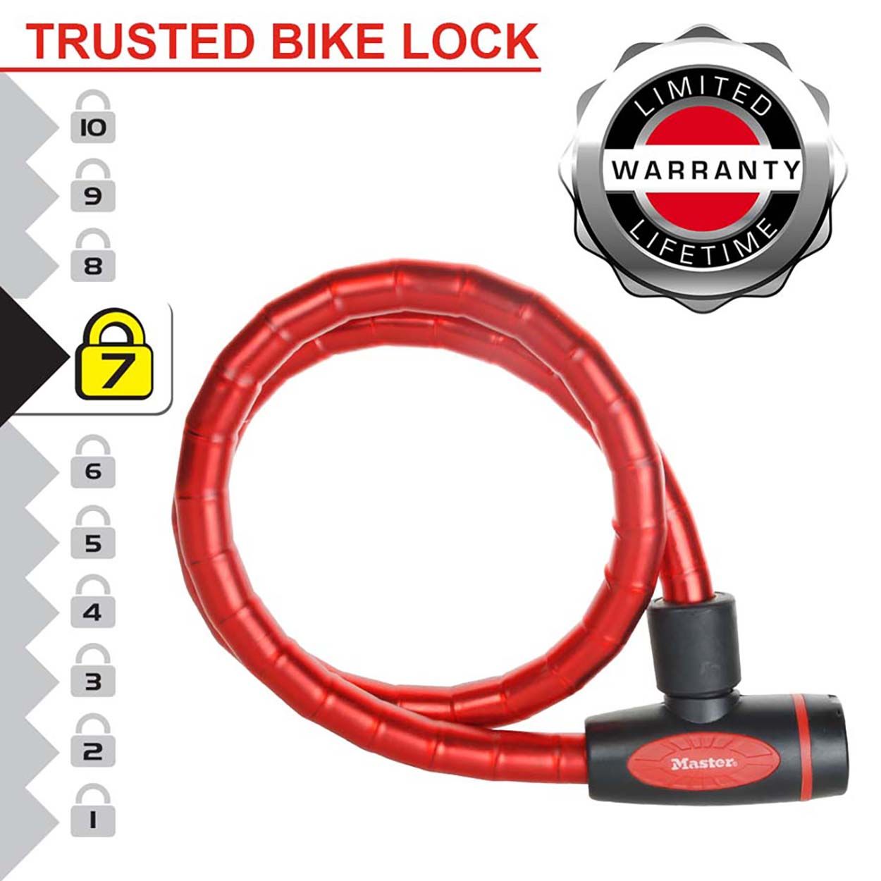 Master Lock 1m Long Keyed Armoured Cable