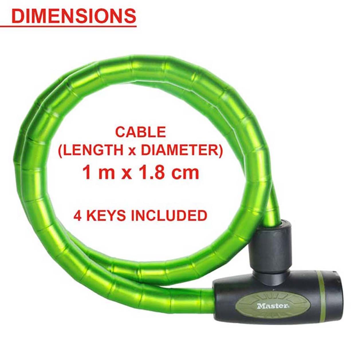 Master Lock 1m Long Keyed Armoured Cable