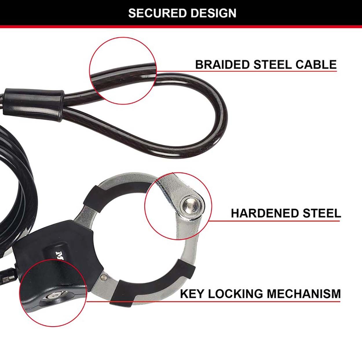 Master Lock 1m Long Keyed Cable Cuff Lock