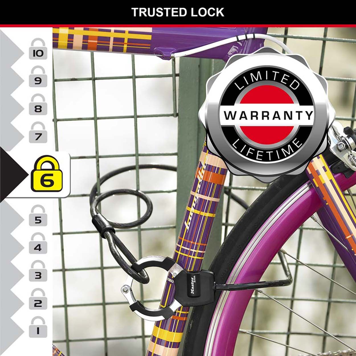 Master Lock 1m Long Keyed Cable Cuff Lock
