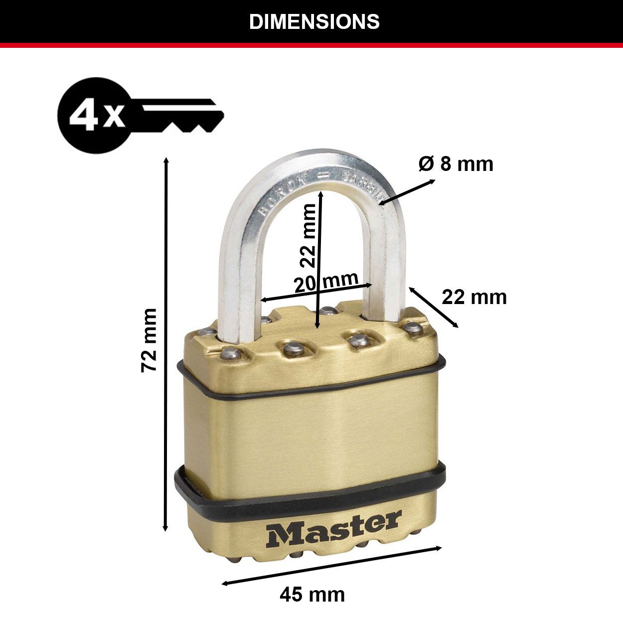 Master Lock 45mm Laminated Brass Padlock