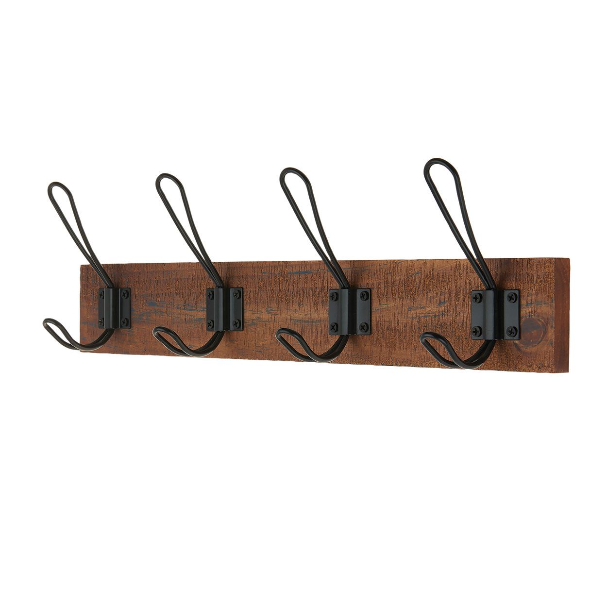 4 Black Wire Hooks on Antique Board