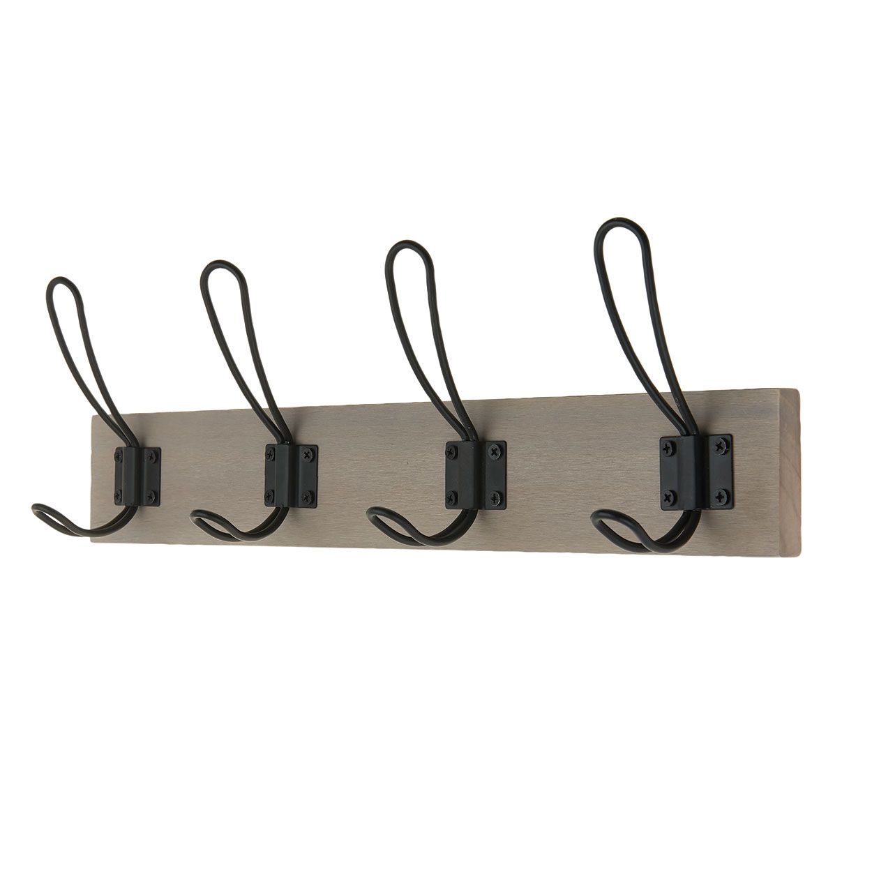 4 Black Wire Hooks on Light Grey Ash Board