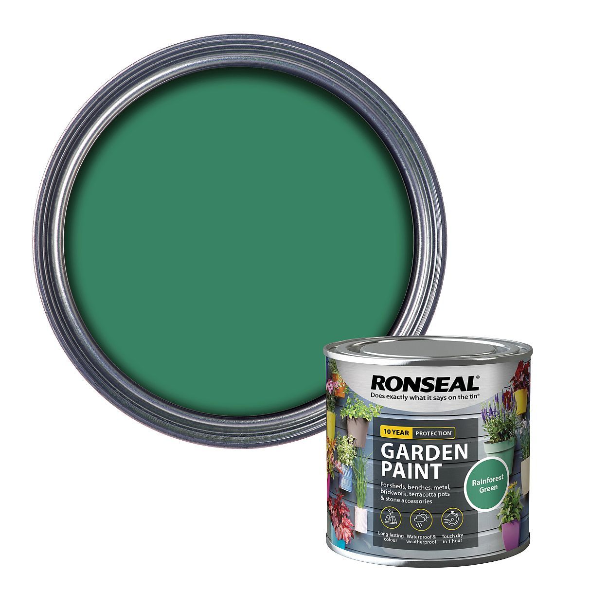 Ronseal Garden Paint Rainforest Green 250Ml
