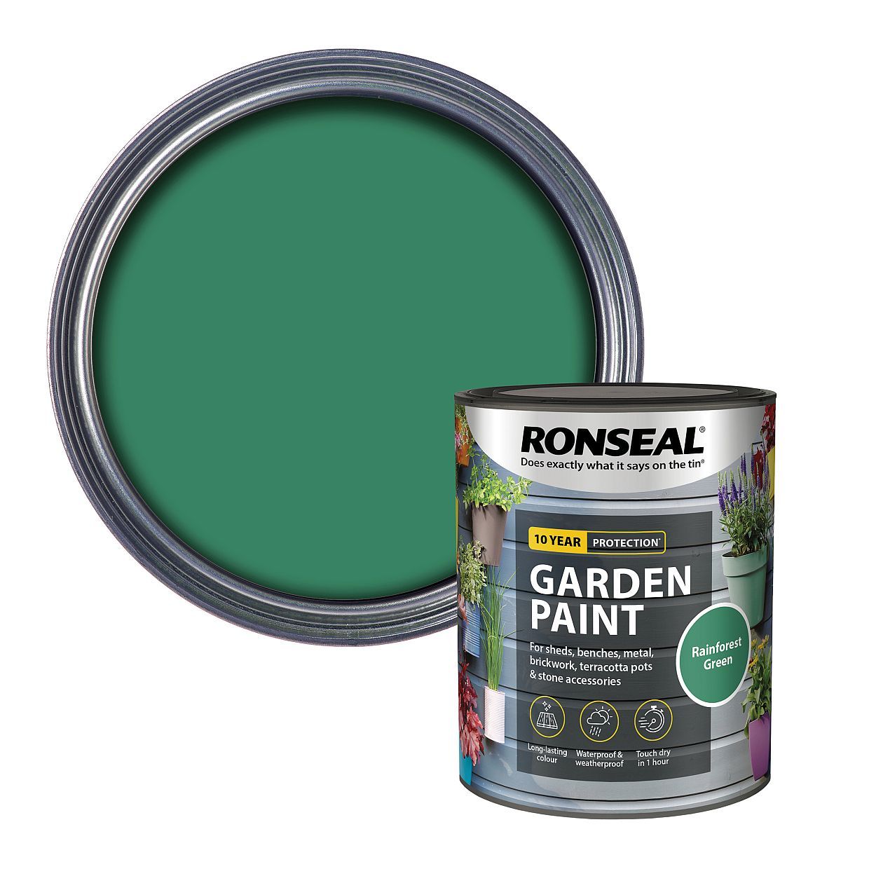 Ronseal Garden Paint Rainforest Green 750Ml