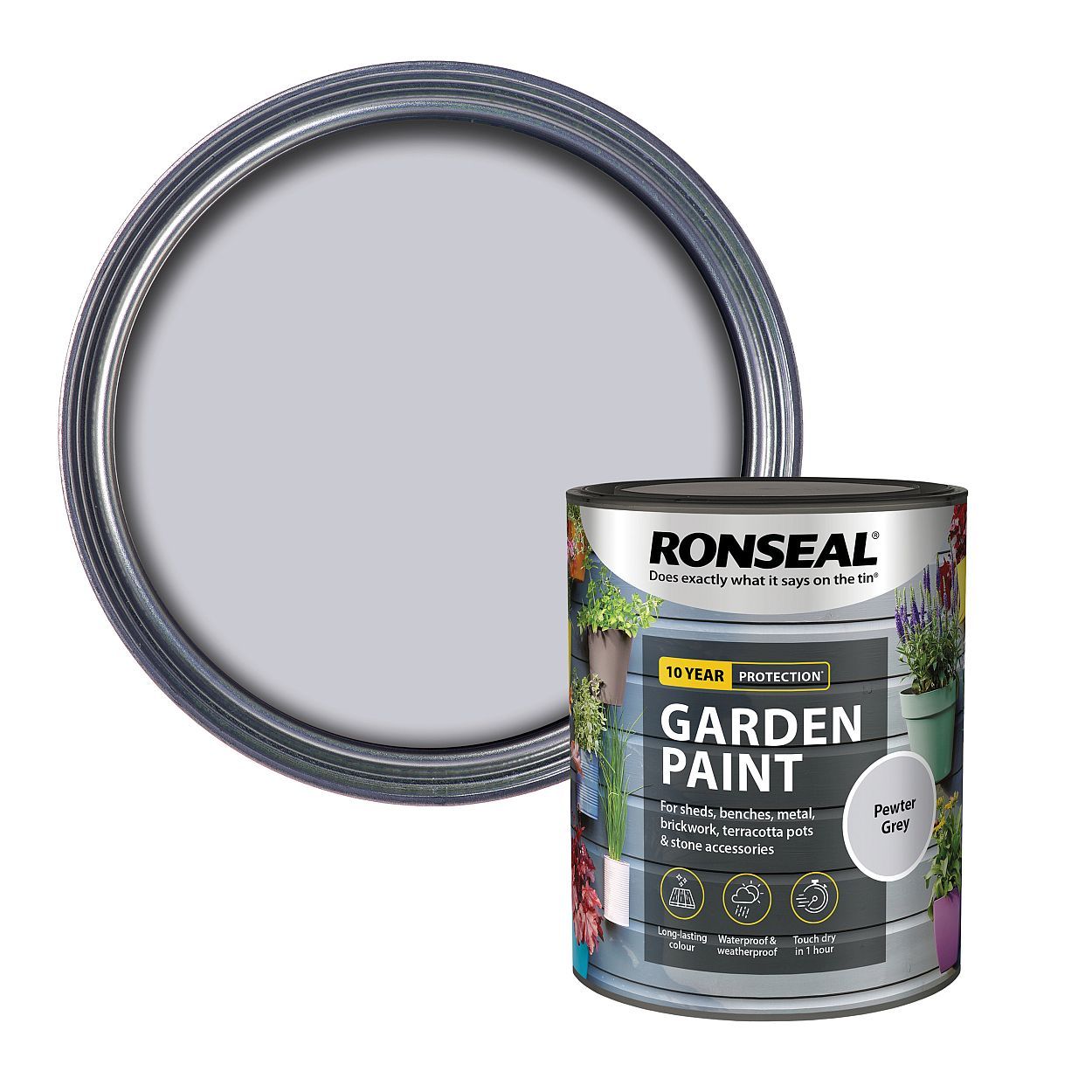Ronseal Garden Paint Pewter Grey 750Ml