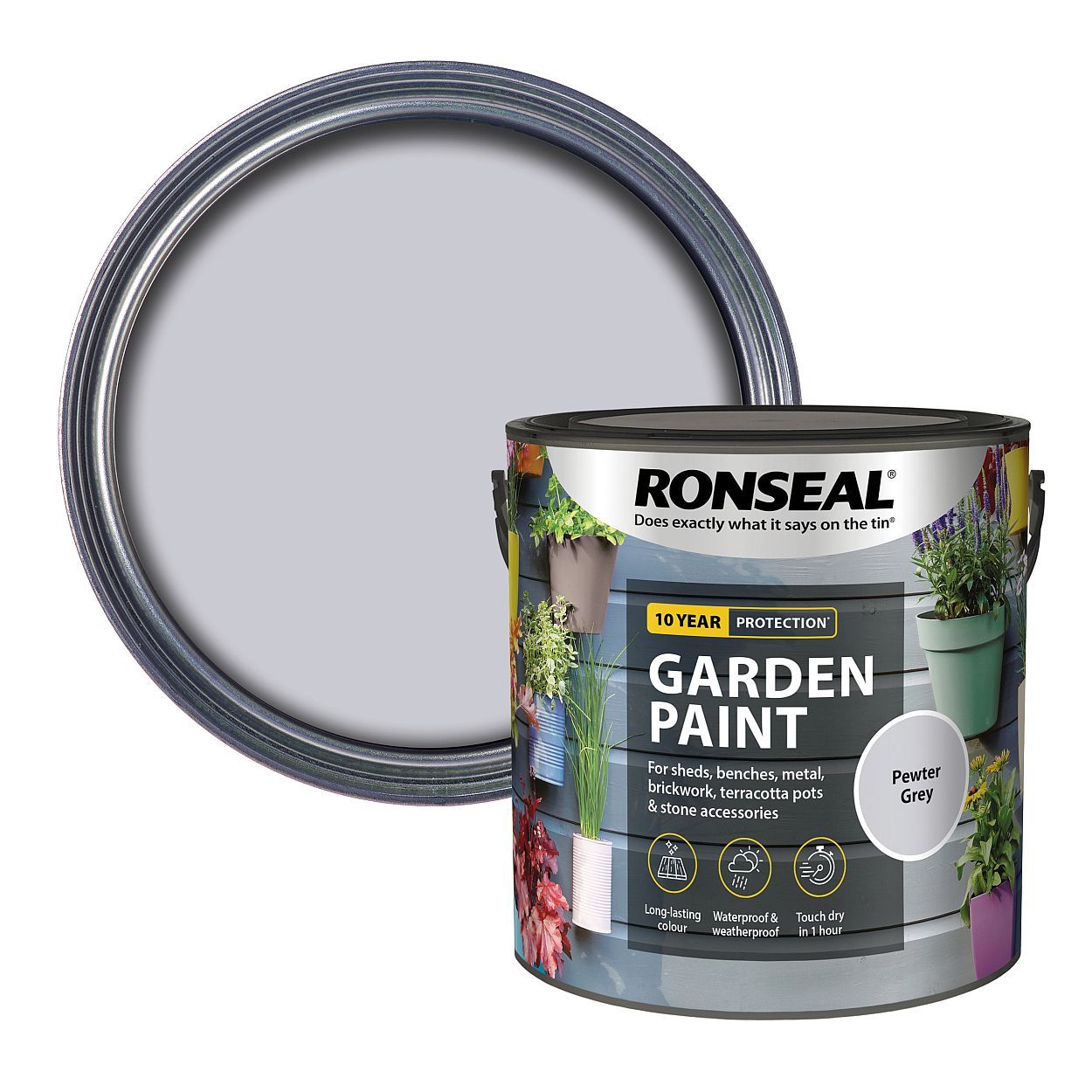 Ronseal Garden Paint Pewter Grey 2.5Ltr