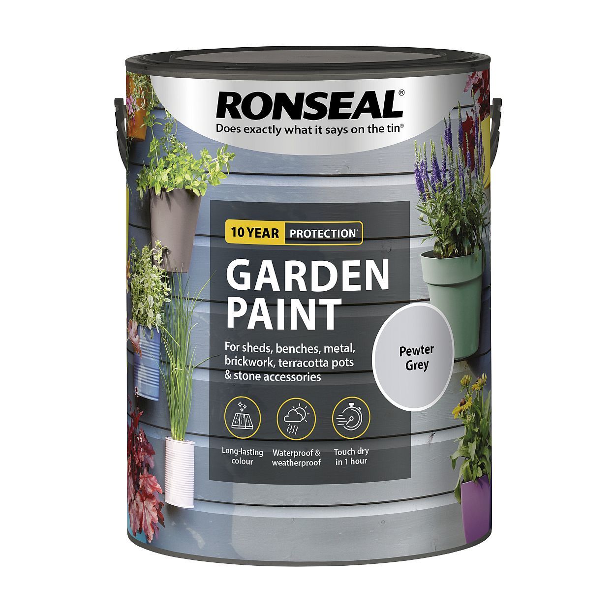 Ronseal Garden Paint Pewter Grey 5Ltr