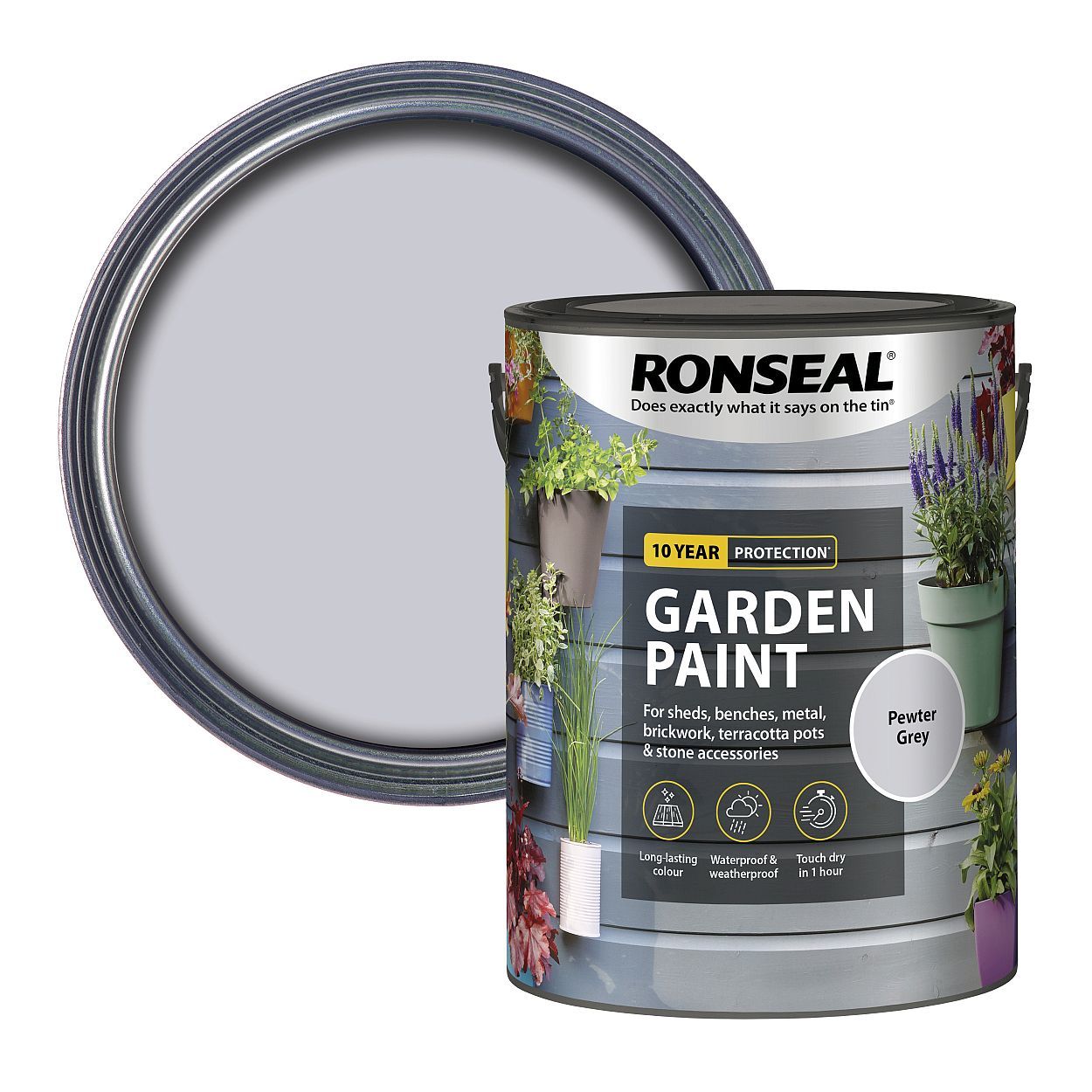 Ronseal Garden Paint Pewter Grey 5Ltr