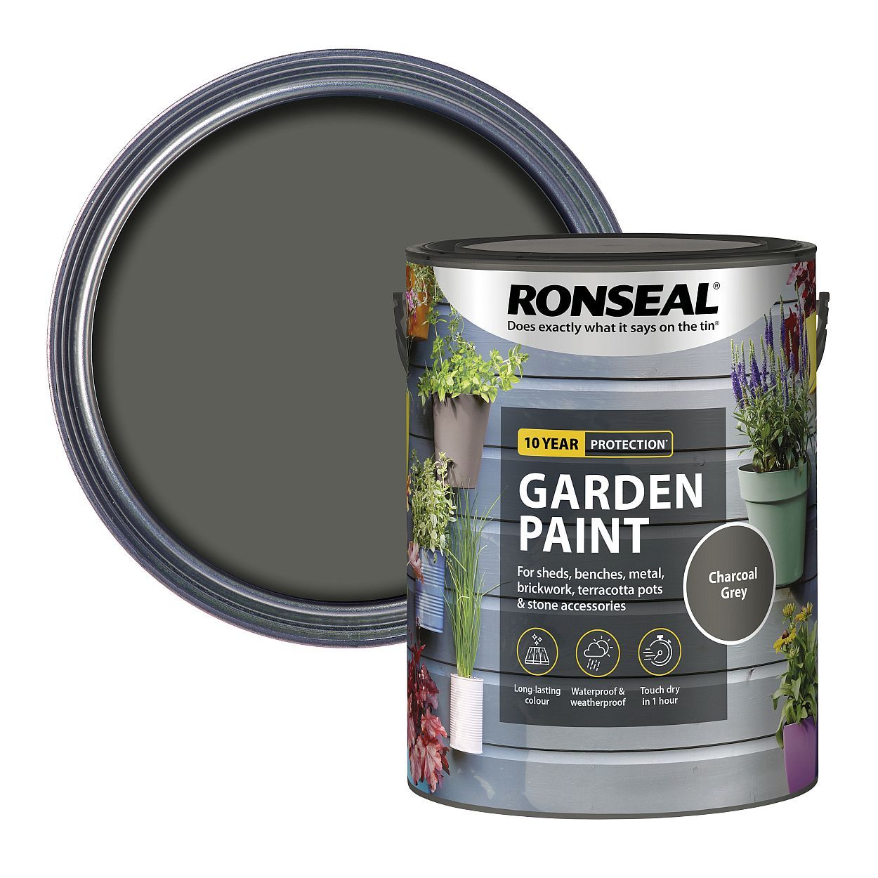 Ronseal Garden Paint Charcoal Grey 5Ltr