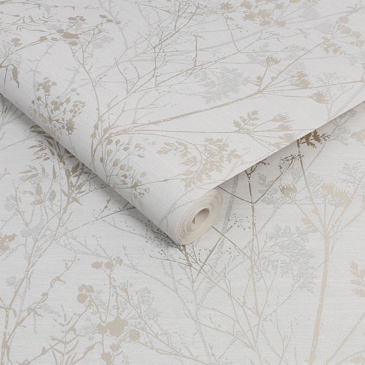 Hedgerow Grey Pale Gold Wallpaper