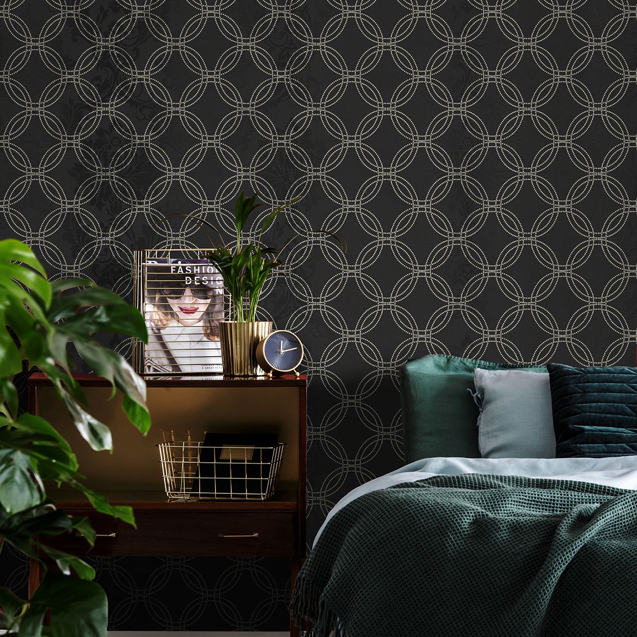 Serpentine Geo Black Wallpaper