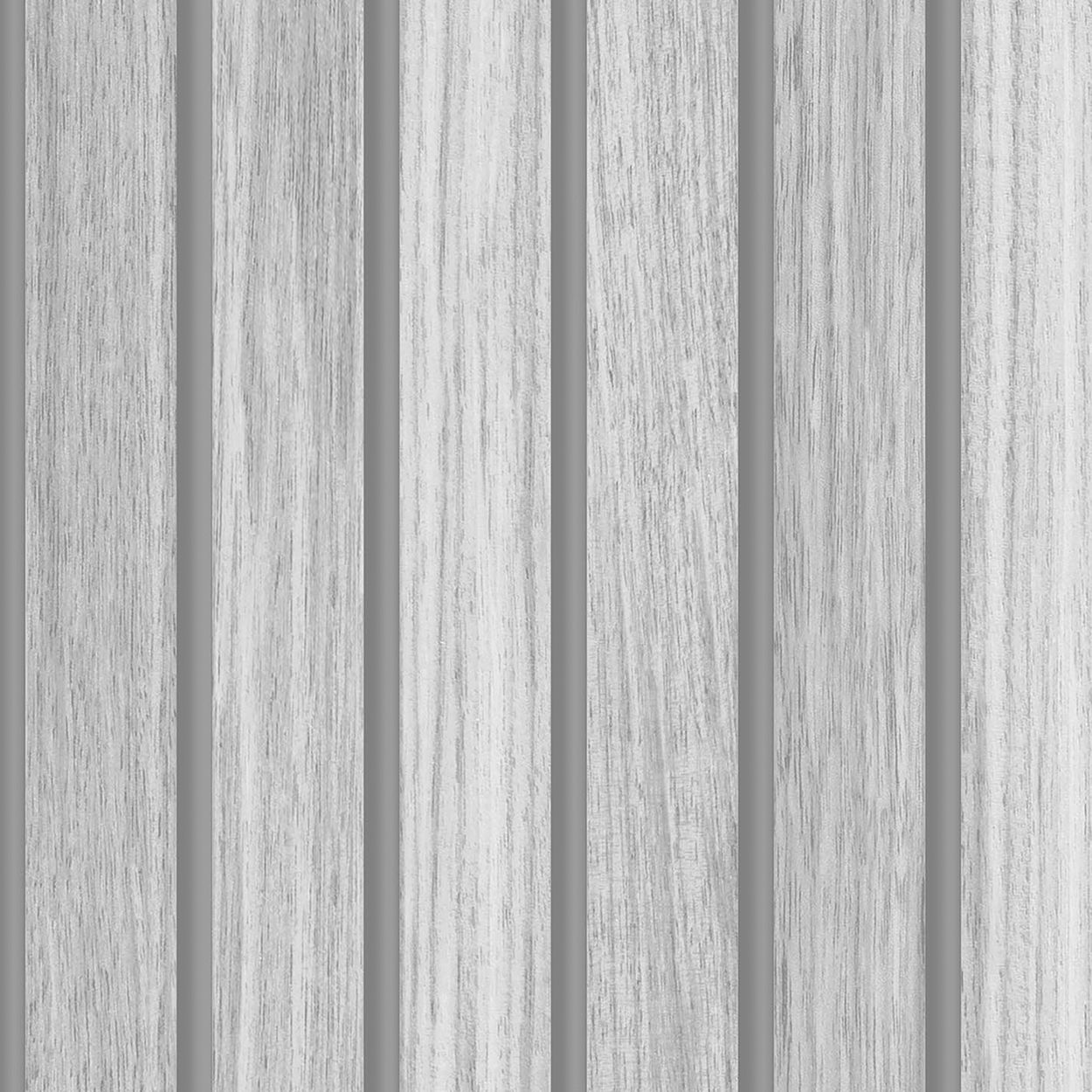 Wooden Slats Grey Wallpaper