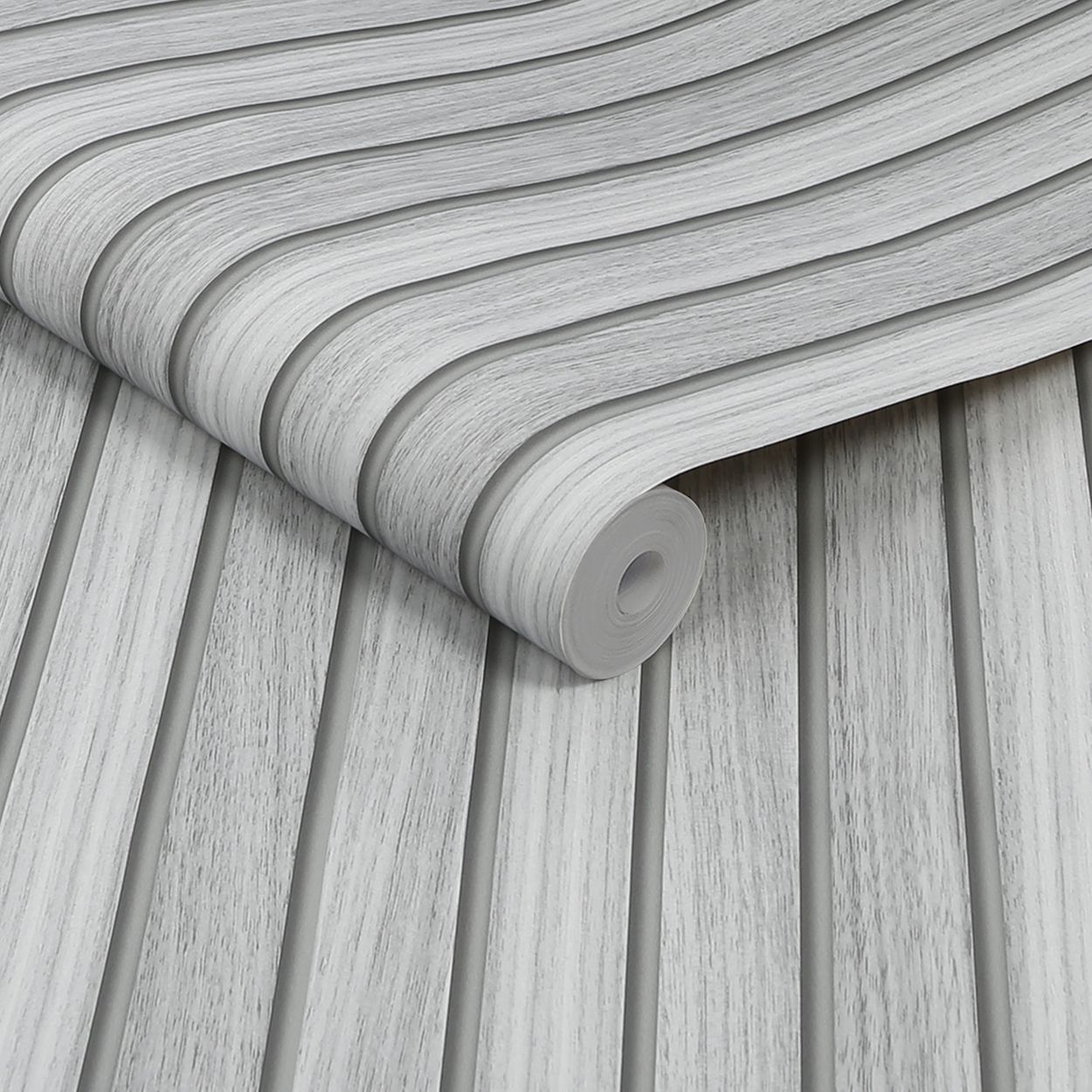 Wooden Slats Grey Wallpaper