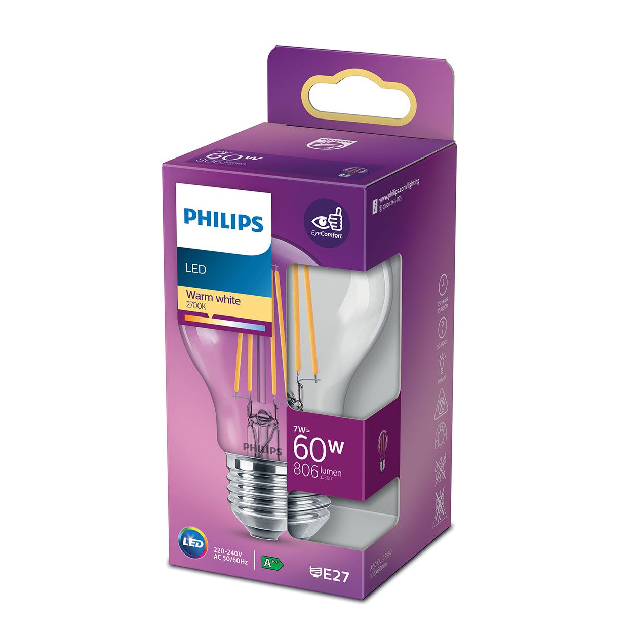 Led Flmt 60W A60 E27 Ww Cl D