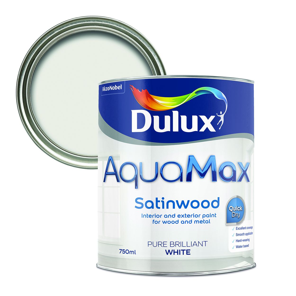 Dulux Aquamax Satinwood Pure Brilliant White 750Ml