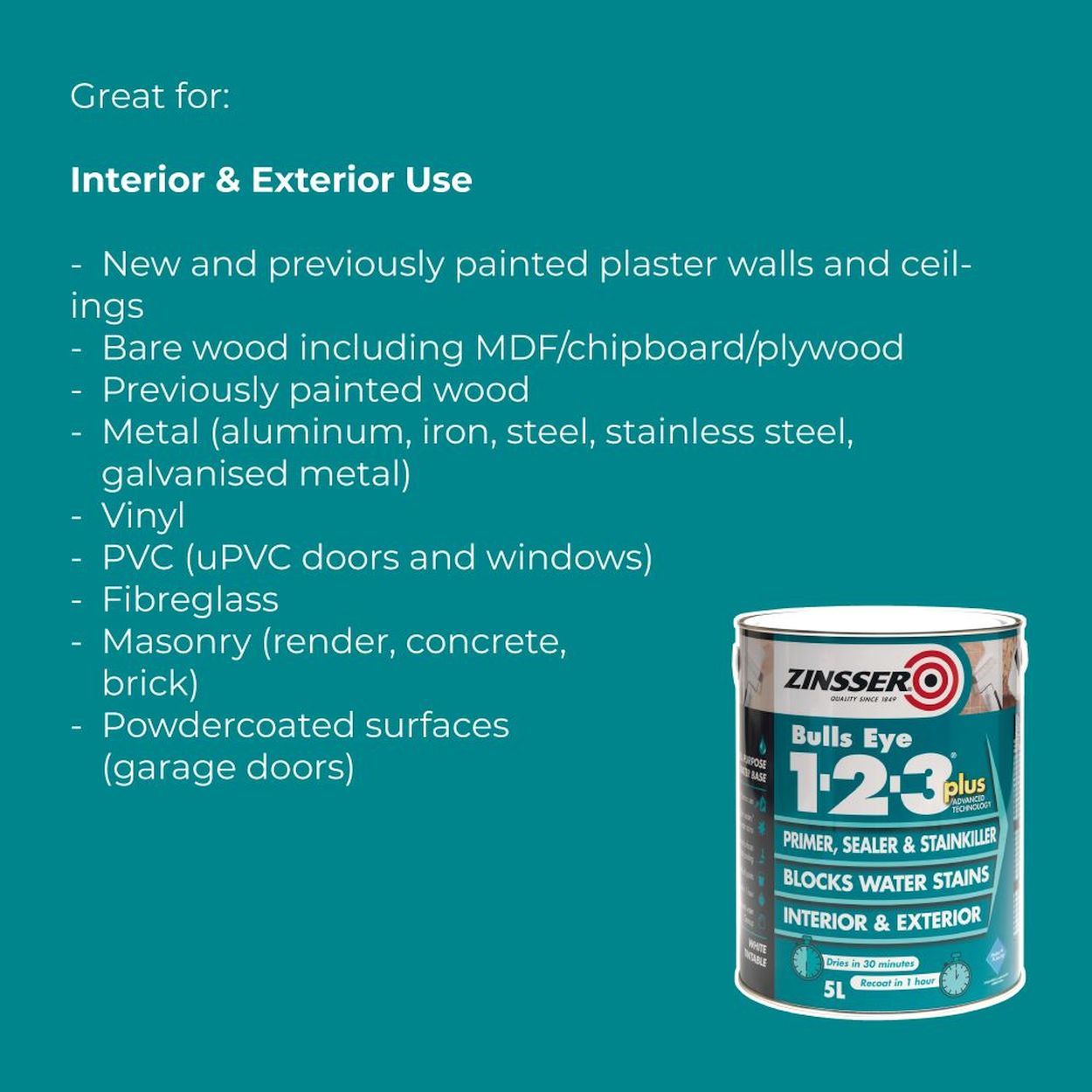 Zinsser Bulls Eye 1-2-3 Plus 2.5L