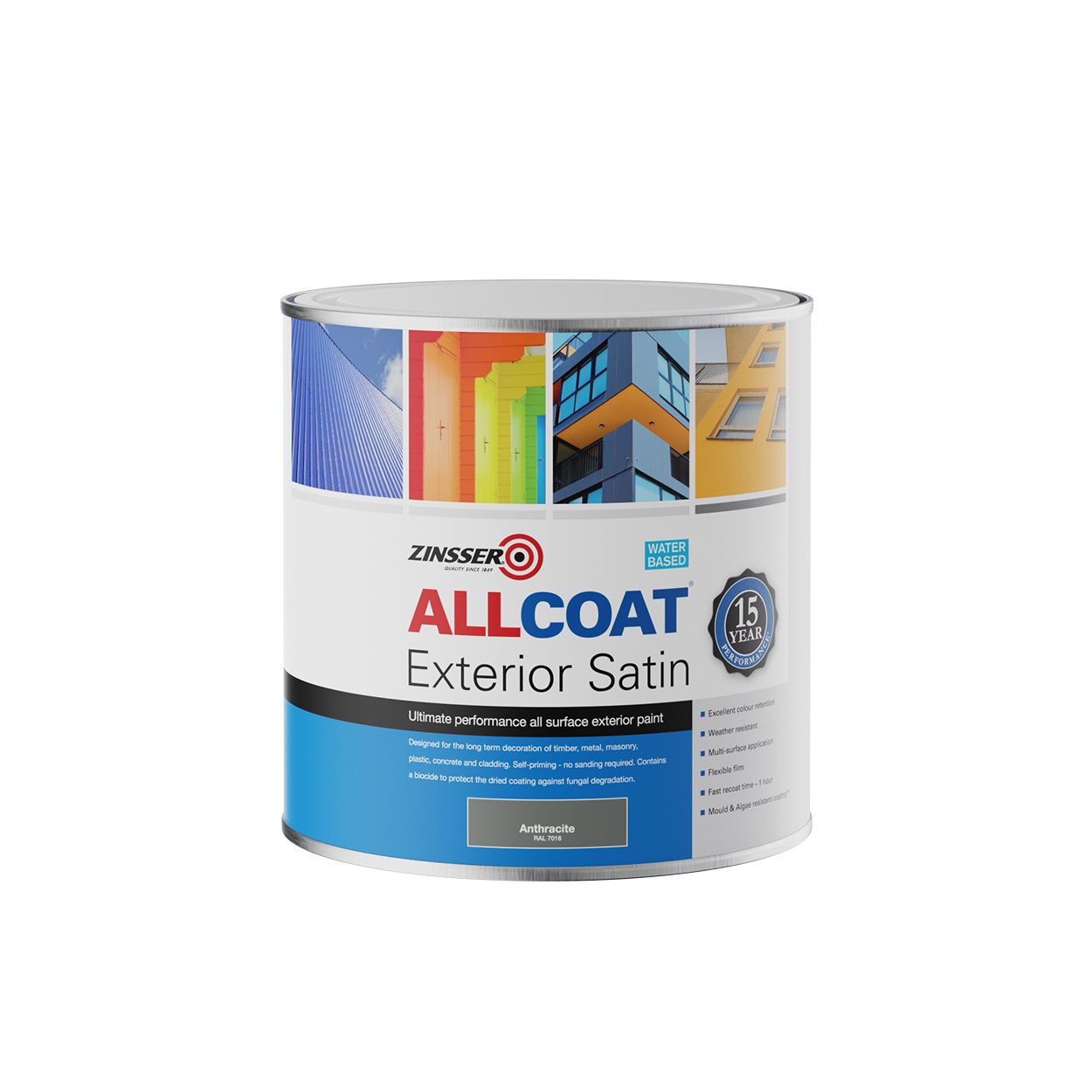 Zinsser Allcoat Exterior Water Based Satin 1L Anthracite