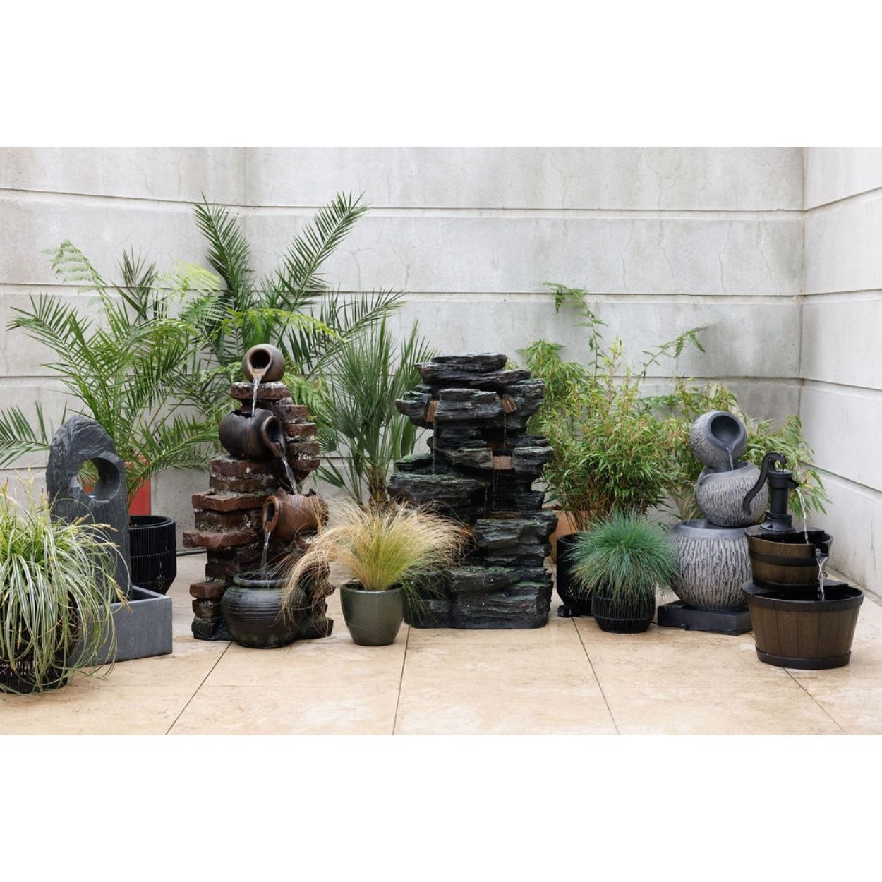 Kelkay Flowing Jugs Water Feature with LED