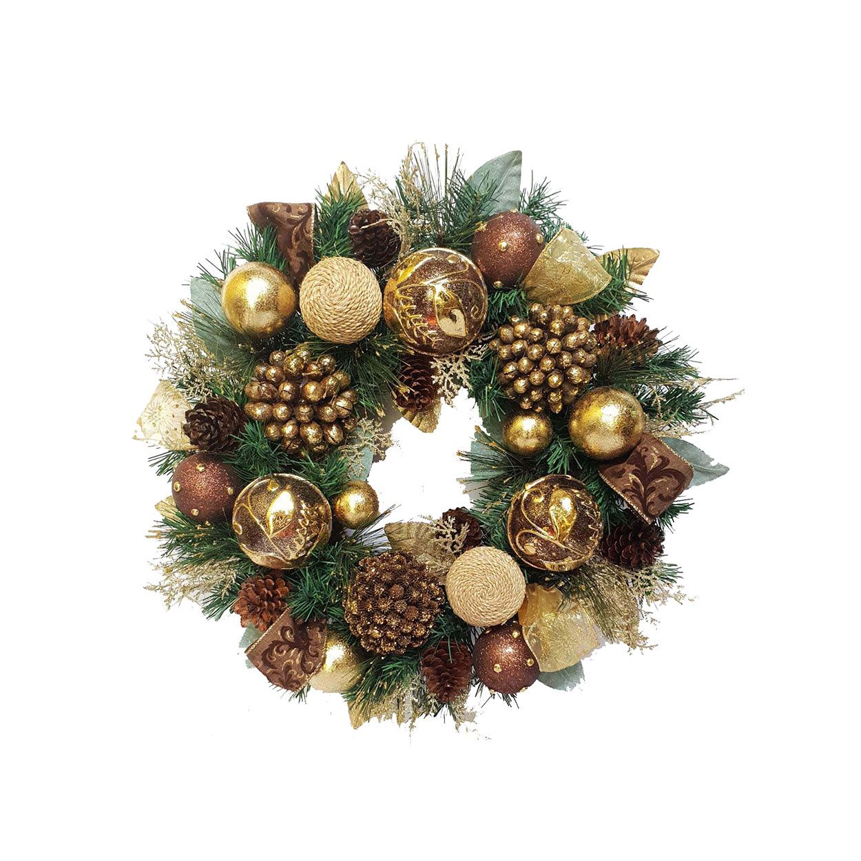 Wreath with Acorns Gold 53cm