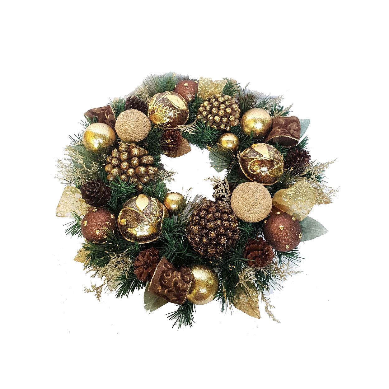 Wreath with Acorns Gold 53cm