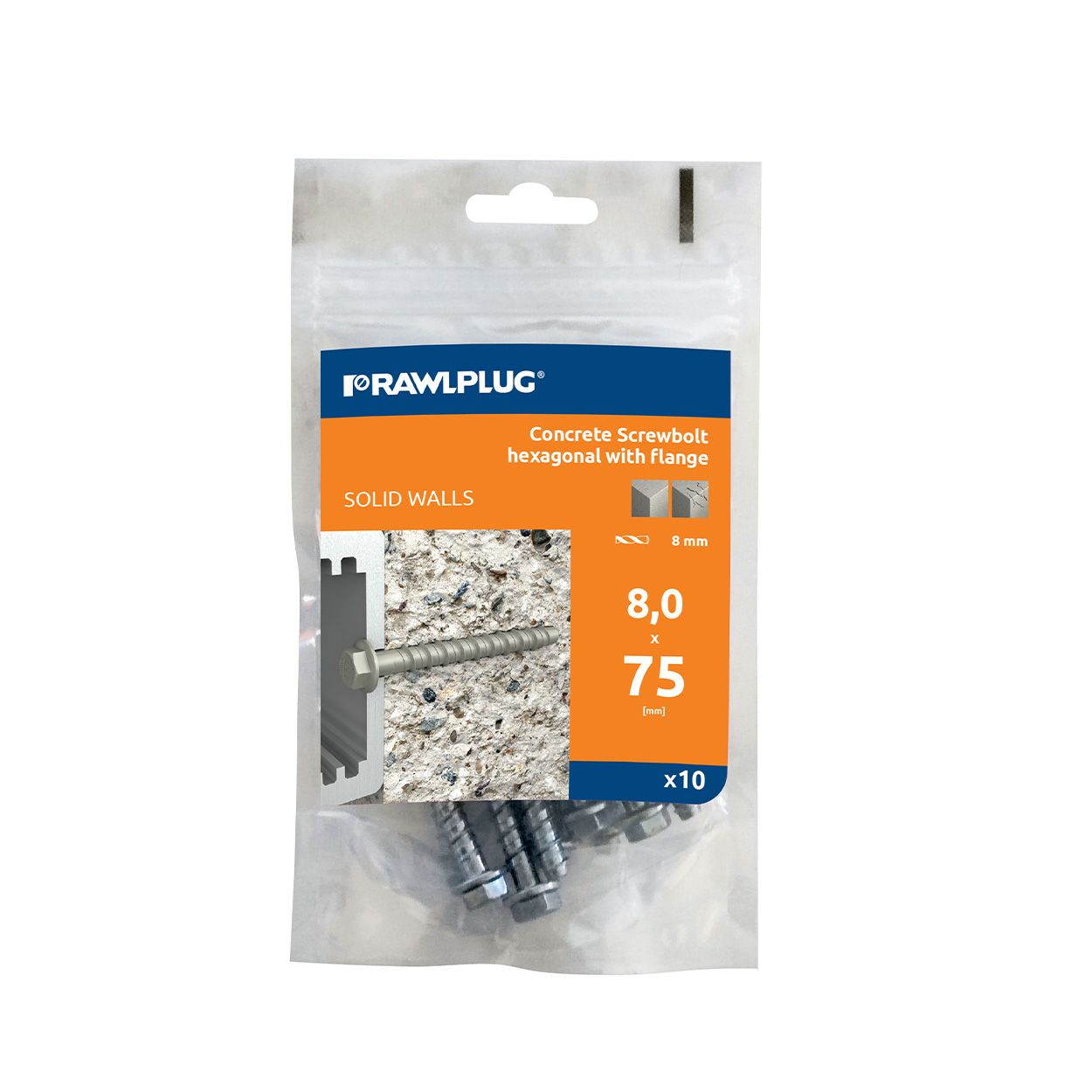 ZINC PLATED R-LX CONCRETE SCREW ANCHOR M8 X 75MM