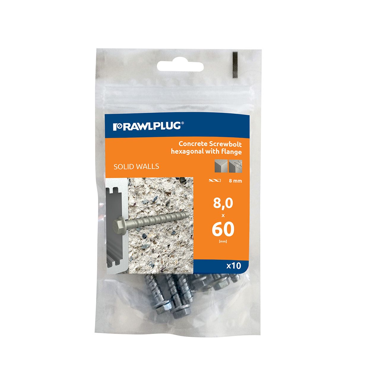 ZINC PLATED R-LX CONCRETE SCREW ANCHOR M8 X 60MM