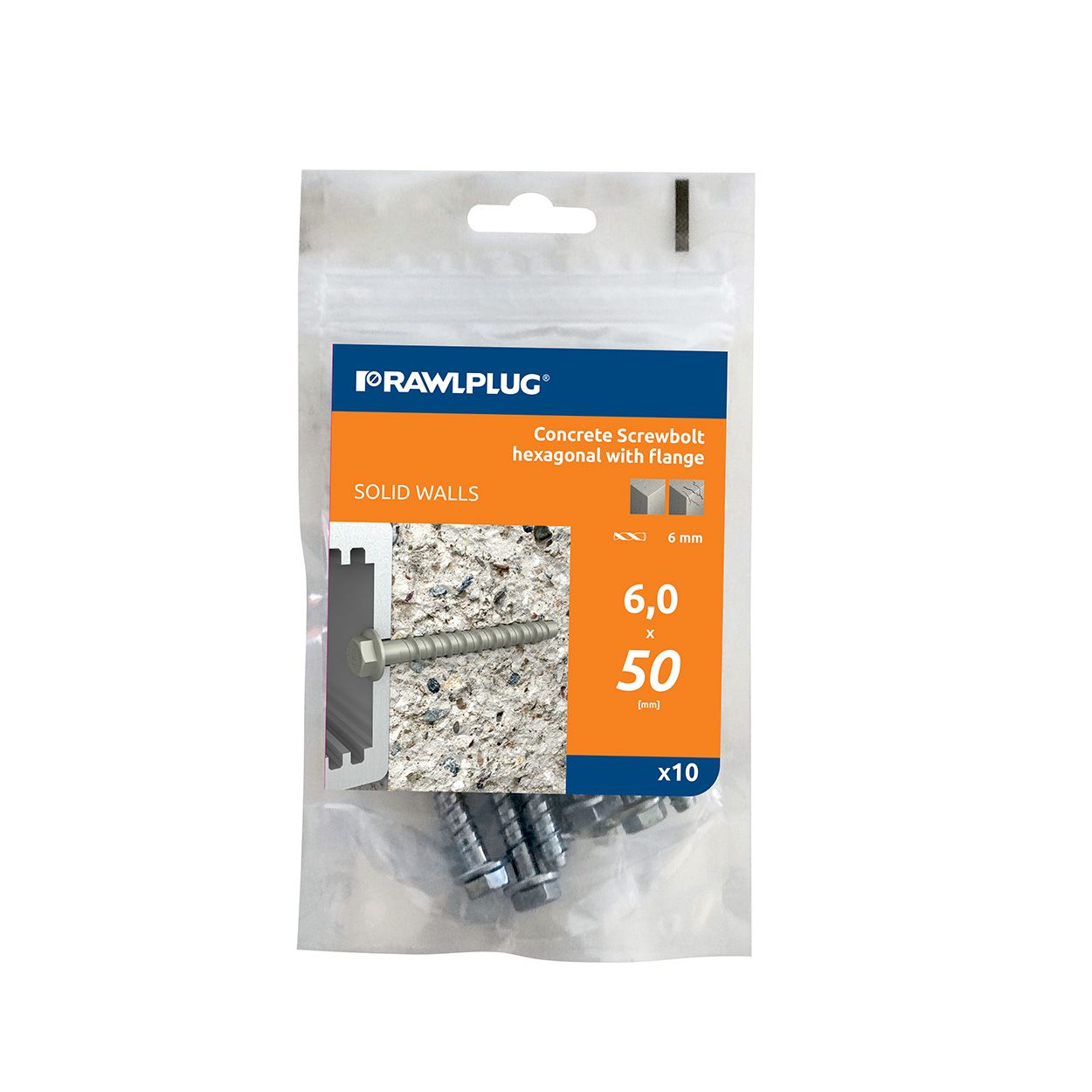 ZINC PLATED R-LX CONCRETE SCREW ANCHOR M6 X 50MM