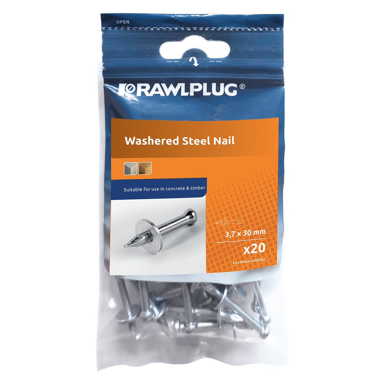R-MNL-W MASONRY NAILS WITH WASHER 3.7X30MM
