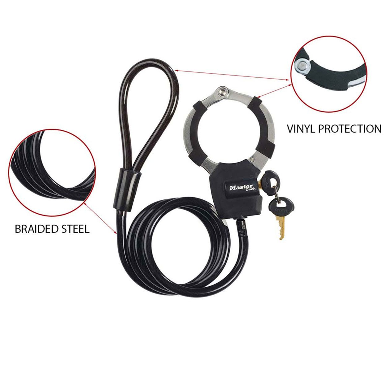 Master Lock 1M Cable W/Streetcuff - Colour Assorted