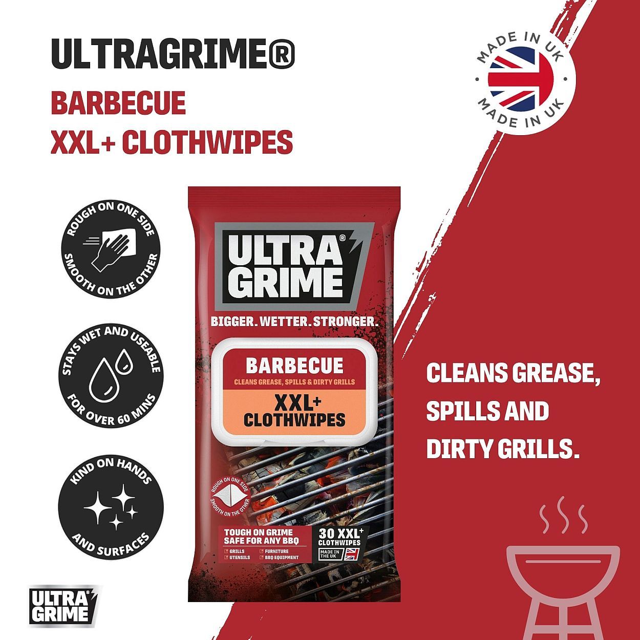 Ultragrime Bbq Xxl+ Clothwipes 30Pk