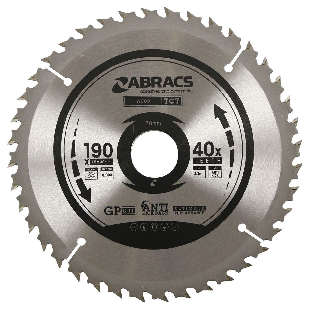TCT BLADE 190MM X 30MM X 40T WOOD