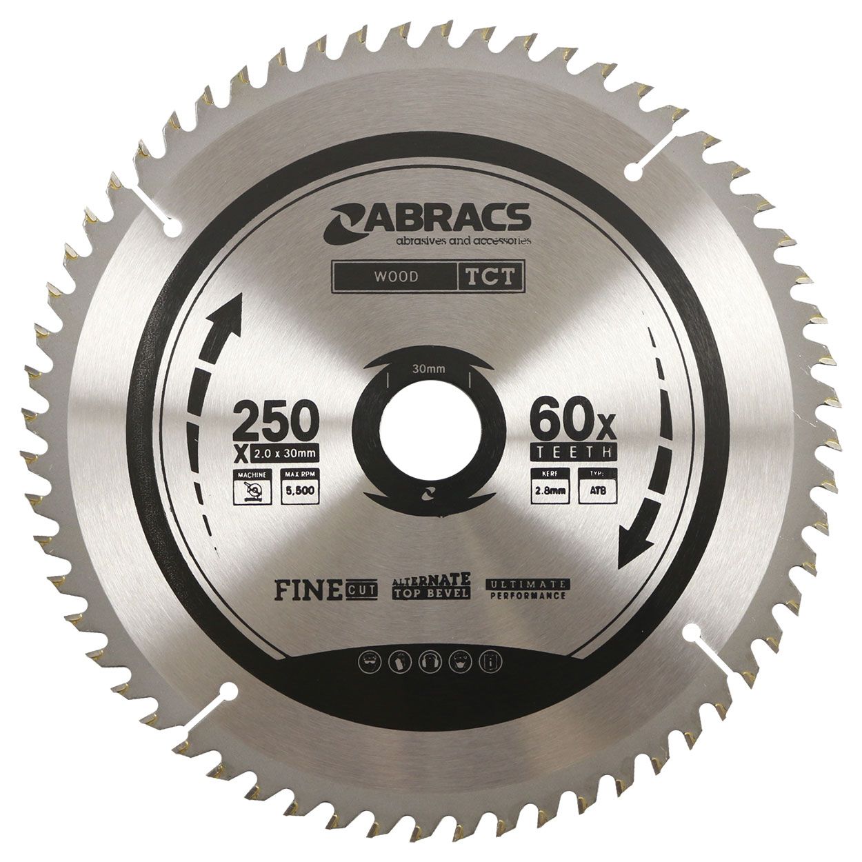 TCT BLADE 250MM X 30MM X 60T WOOD